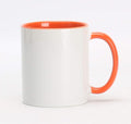 11oz White Ceramic Sublimation Coffee Mug With Solid Colors Inside and Handle,(6, Orange)