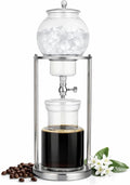 Nispira Luxury Ice Cold Brew Dripper Coffee Maker in Stainless Steel and Borosilicate Glass, 1000 ml Silver