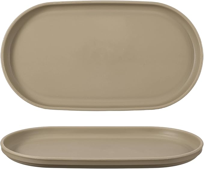 uxcell 2Pcs Fast Food Serving Trays, 9.4x5.1 Oval Reusable Restaurant Serving Trays for Kitchen Restaurant Coffee Fruit Burger Lunch Dessert, Khaki