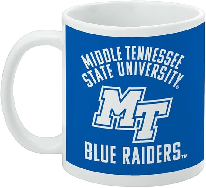 Middle Tennessee State Blue Raiders Ceramic Coffee Mug, Novelty Gift Mugs for Coffee, Tea and Hot Drinks, 11oz, White