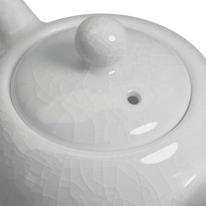 Liang baobao Porcelain Teapot, 10oz Tea Pot Small Teapot Chinese Tradition Ice Crack Glaze Ceramic Tea kettle (White)