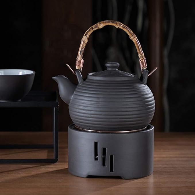 Cabilock Ceramic Tea Warmer with Candle Stand and Mat 4.5 Inch Compact Teapot Heater for Home Cafe Milk Warmer and Office Use
