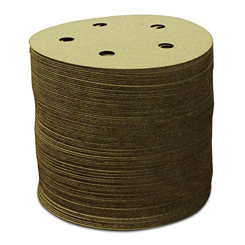 BHA 5" Inch 5 Hole Hook and Loop Sanding Discs for Orbital DA Sanders - 100 Pack (120 Grit)