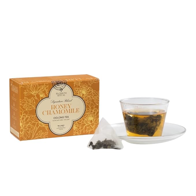 BLOSSOM RITUAL Honey Chamomile – Floral Oolong Tea Loose Leaf – 20 Natural Based Pyramid Bags – Serve Upto 60 cups – Support Metabolism & Better Sleep | 2.65oz
