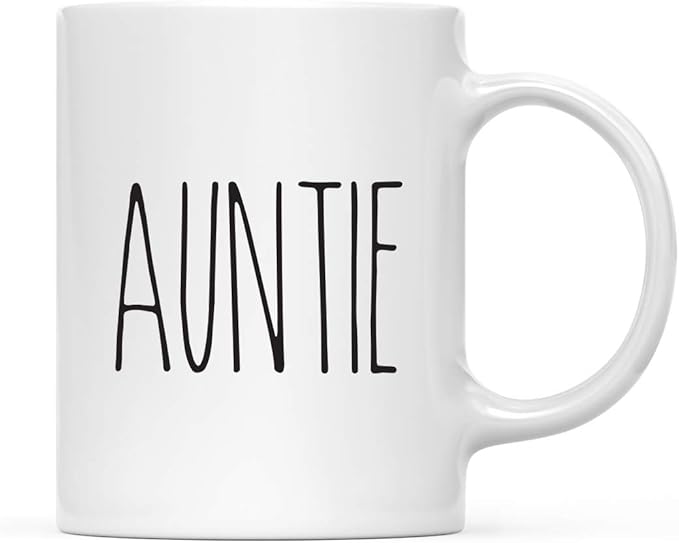Andaz Press Simple Rustic Farmhouse Kitchen Decor 11oz. Ceramic Coffee Tea Mug Gift, Auntie, 1-Pack, Birthday Christmas Gift Ideas for Family, Friends