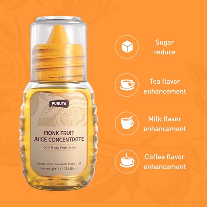 Furuta 100% Monk Fruit Liquid Sweetener, Zero Calories, Natural Sweetener for Coffee, Tea, Cooking and Baking, 2 fl oz (60 ml)