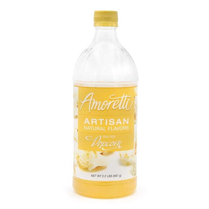 Amoretti - Natural Salted Popcorn Artisan Flavor Paste, 8 oz, Perfect For Ice Cream, Beverages, Cakes, and more, Preservative Free, Vegan, Gluten Free, No Artificial Sweeteners, Highly Concentrated
