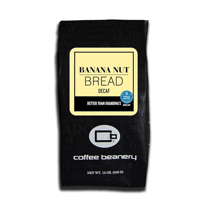 Banana Nut Bread Flavored Coffee SWP Decaf, Specialty Arabica Coffee, Medium Roast, 12 ounce, Whole Bean