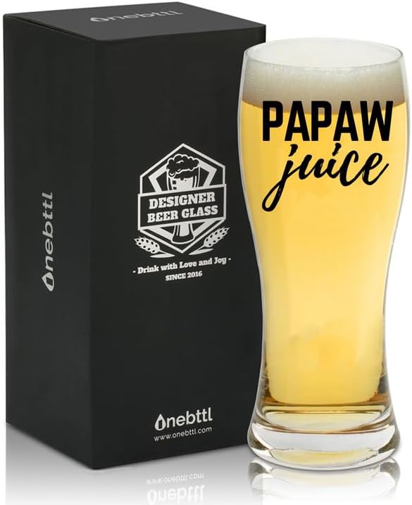 Onebttl Papaw Gifts for Fathers Day, Christmas, 15oz Beer Pint Glass Papaw Gift for Grandpa from Granddaughter Grandson