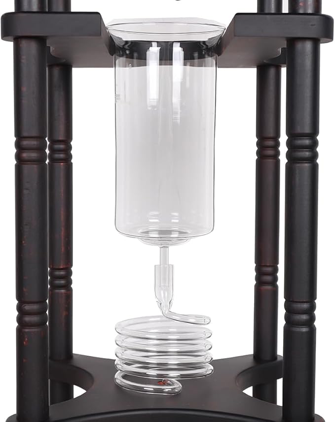 Ice Drip Coffee Maker Cold Brew Coffee Tower 67.6oz 25 Cups Slow Drip Japanese Cold Brew Maker (Black)