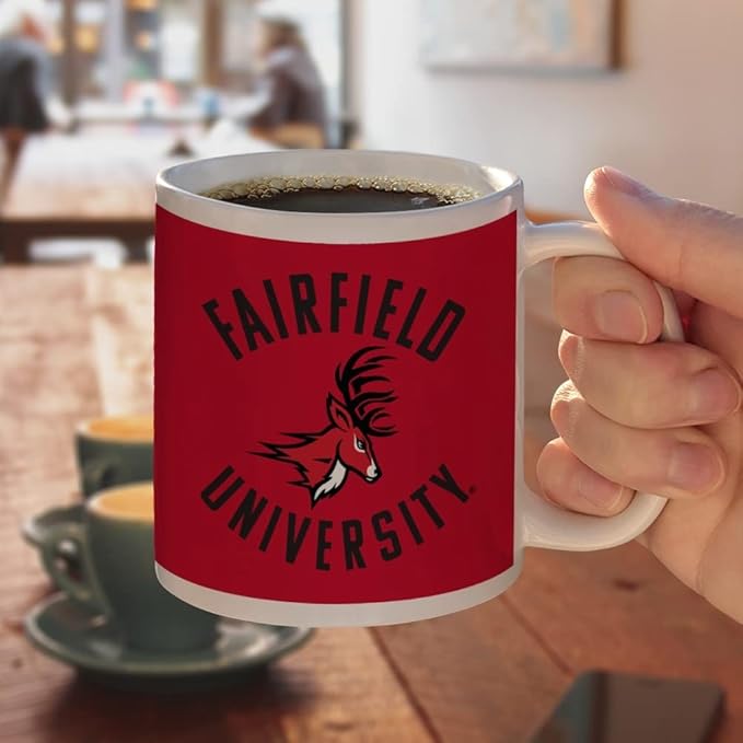 Fairfield University Stags Logo Ceramic Coffee Mug, Novelty Gift Mugs for Coffee, Tea and Hot Drinks, 11oz, White