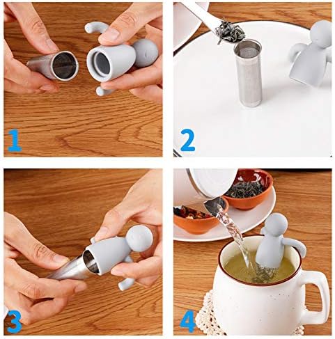2 Pack Loose Leaf Tea Steeper Fine Mesh Tea Infuser with Silicone Handle Stainless Steel Tea Ball for Loose Tea, Gray and Green