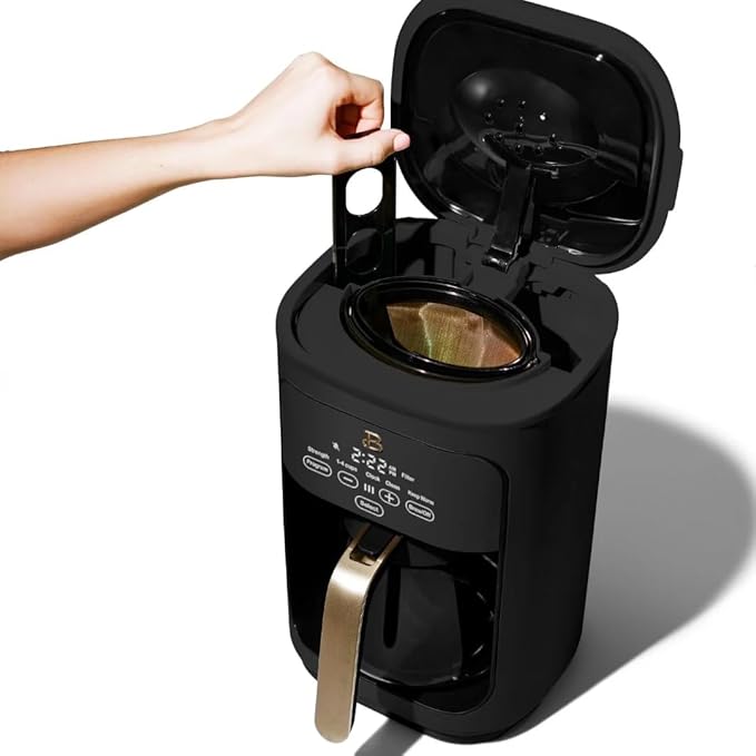 Beautiful 14-Cup Programmable Drip Coffee Maker with Touch Display - Automatic Coffee Machine with Timer for Home & Office - by Drew Barrymore (Black Sesame)