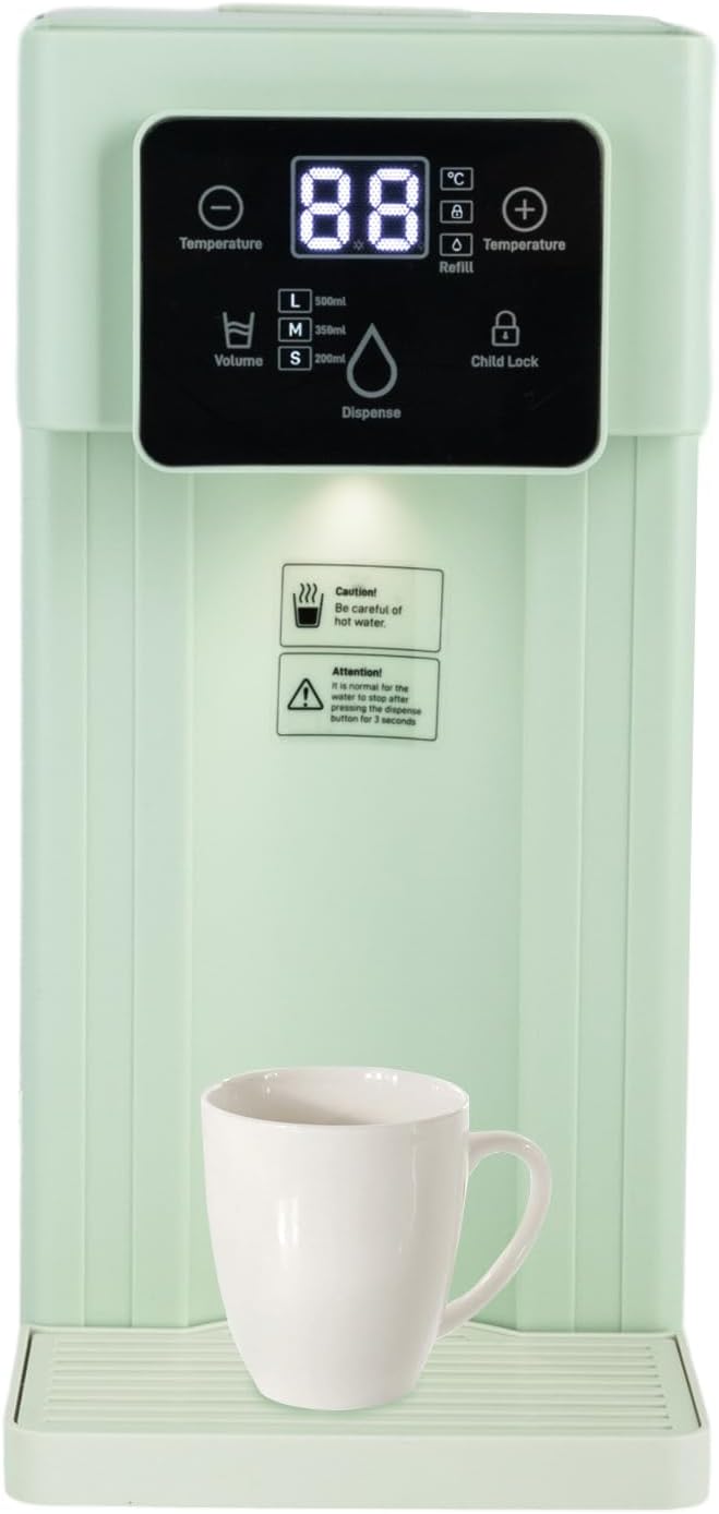 Instant Hot Water Dispenser Filter, 1500W Countertop Water Boiler Warmer, Countertop Electric Kettles with Safety Lock for Office, Bedroom, Living room, Kitchen (Green)