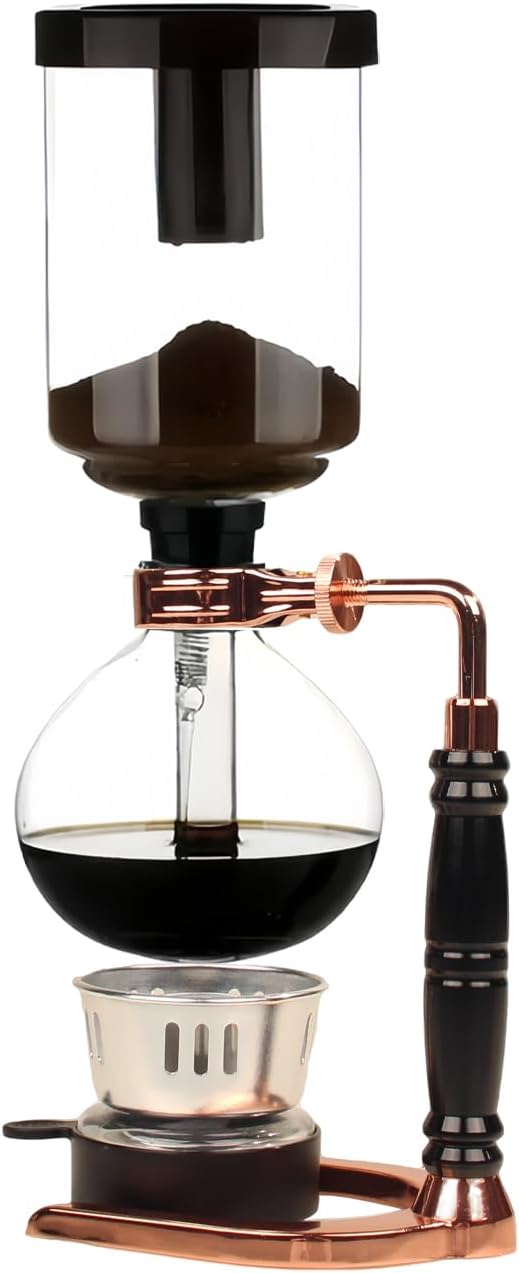 Siphon Coffee Maker, Syphon Vacuum Coffee Maker with Borosilicate Glass Carafe, Compatible with Stovetop & Alcohol Burner for Home Brewing, 5 Cups (600ml)