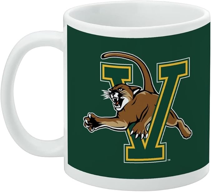 University of Vermont Catamount Logo Ceramic Coffee Mug, Novelty Gift Mugs for Coffee, Tea and Hot Drinks, 11oz, White