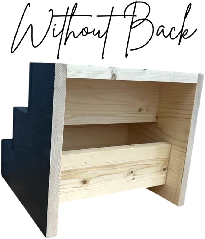 Handmade Tiered Display Shelving - Three Tier Bar Display - Bar Organizer - Liquor Bottle Display (30" without Back, Black)