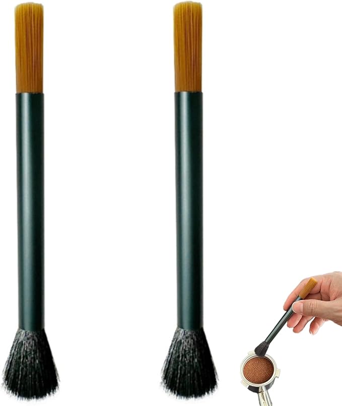 2 Pcs Dual Heade Coffee Grinder Brush, Espresso Machine Cleaning Brush Coffee Pot Brush Nylon Barista Brush Tools for Coffee Machine Toaster Cleaning