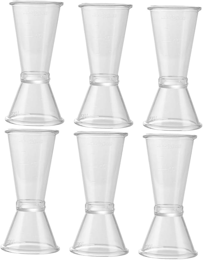 6pcs Bar Measuring Cup Double Jigger Plastic Cocktail Jigger Long Handle Bar Supplies