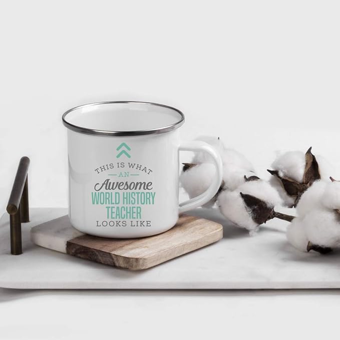 Andaz Press 11oz. Stainless Steel Campfire Coffee Mug Gift, This is What an Awesome World History Teacher Looks Like, 1-Pack, Birthday Gift Ideas Coworker Him Her, Includes Gift Box