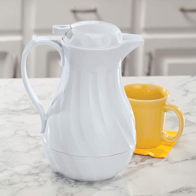 Fox Valley Traders Insulated Coffee Carafe, Crafted with 100% Impact Resistant Resin, Stain Proof Liner, Polyurethane Insulation – White, 42 Oz., by Chef's Pride