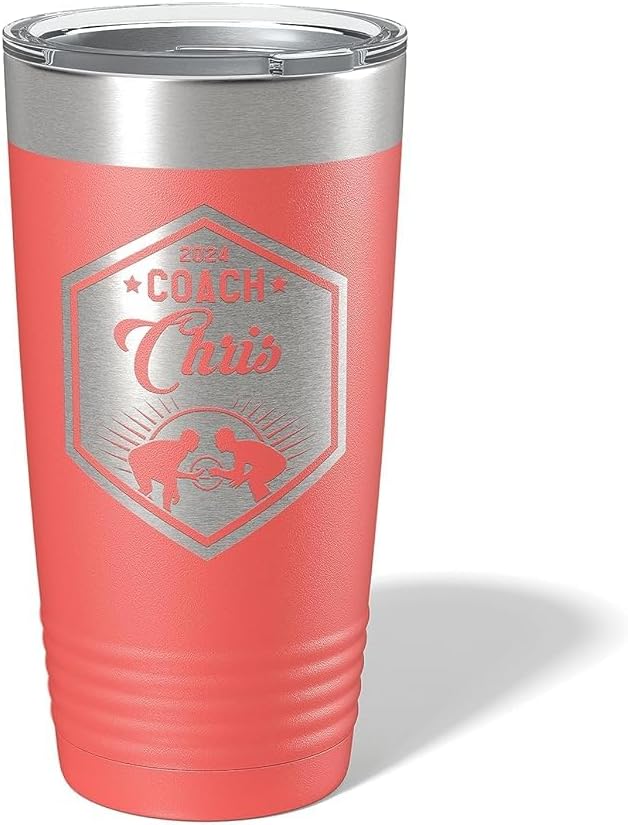 Wrestling Coach gifts, Tumbler, Coach tumbler, Wrestling gifts, Coach Beer glass, Coach gift, Wrestling Coach, Coach gifts, Wrestling Coach (Wrestling Hexagon, Coral, 20oz Tumbler)