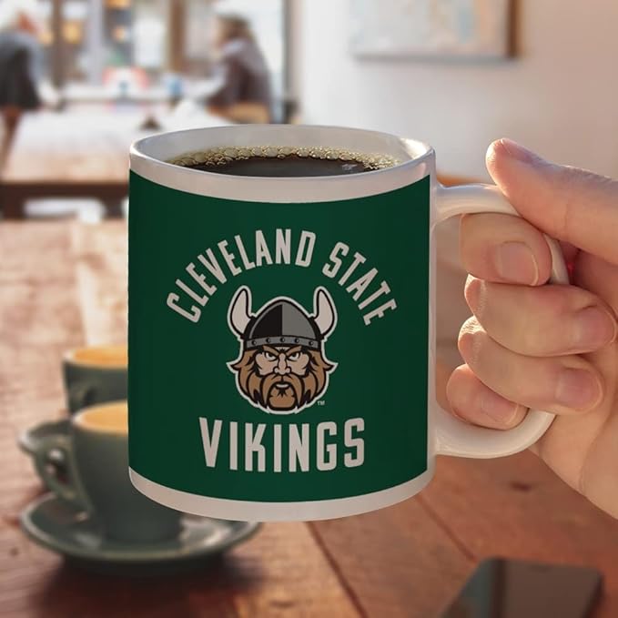 Cleveland State University Vikings Logo Ceramic Coffee Mug, Novelty Gift Mugs for Coffee, Tea and Hot Drinks, 11oz, White