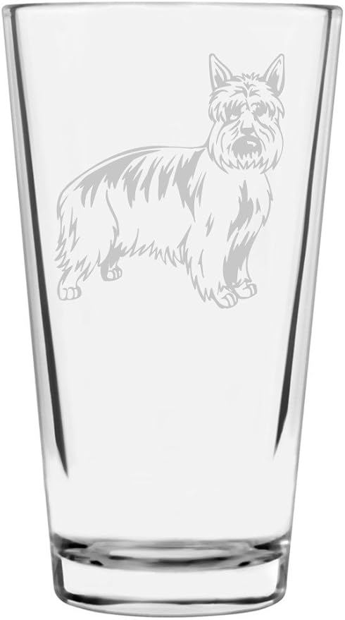 Australian Silky Terrier Dog Themed Etched All Purpose 16oz Pint Glass