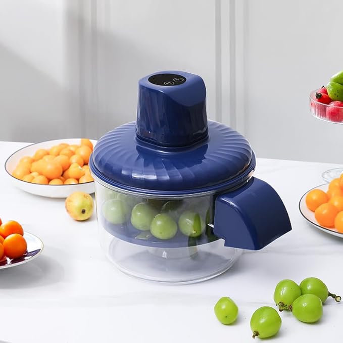 Electric Vegetable Peeler, Blue and Clear Kitchen Food Processor with Transparent Container