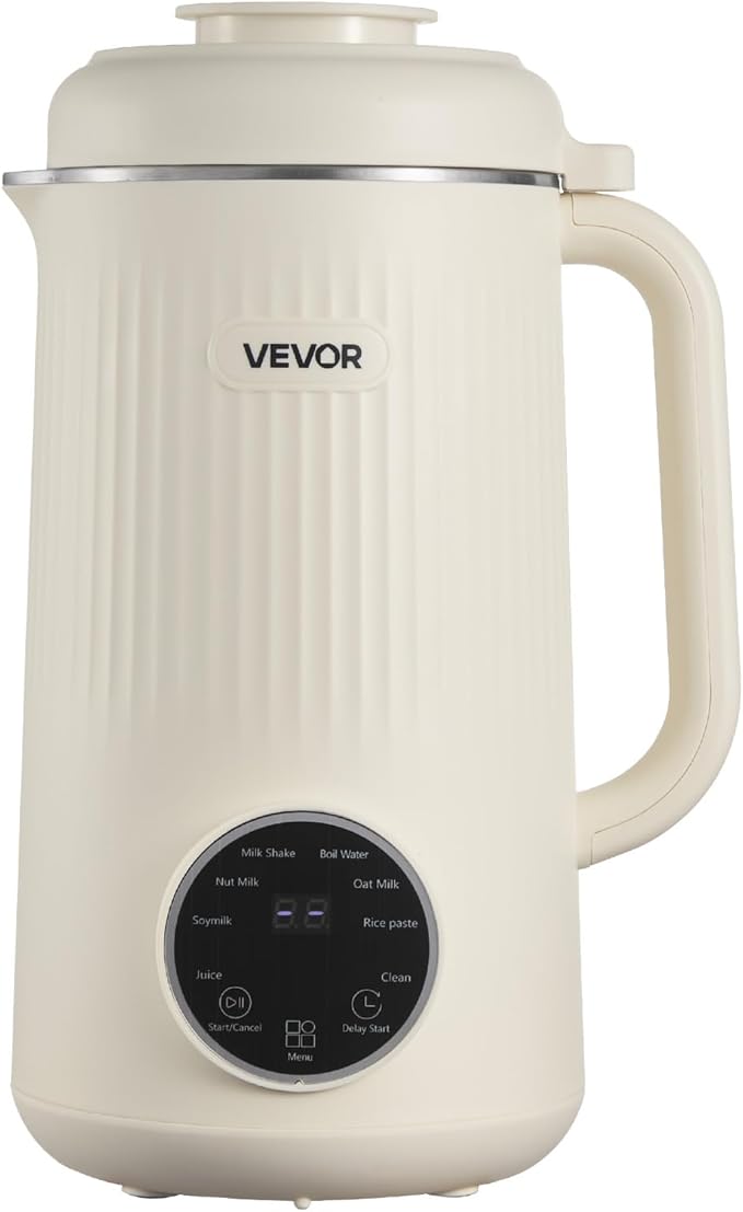 VEVOR 8-in-1 Nut Milk Maker, 41 oz Soy Milk Maker Machine with 10 Blades, for Homemade Oat, Nut, Soy, Juice, Milkshake, Rice Cereal, Plant-Based Beverages with Self-Cleaning, Boil Water, 12-Hour Delay