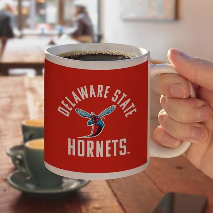 Delaware State University Hornets Logo Ceramic Coffee Mug, Novelty Gift Mugs for Coffee, Tea and Hot Drinks, 11oz, White