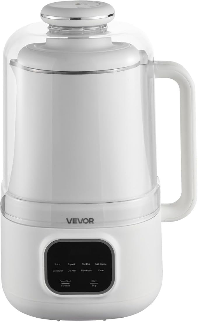 VEVOR 8-in-1 Nut Milk Maker, 34 oz Soy Milk Maker with Soundproof Cover for Homemade Oat, Nut, Soy, Juice, Milkshake, Rice Cereal, Plant-Based Beverages with Self-Cleaning, Boil Water, 12-Hour Delay