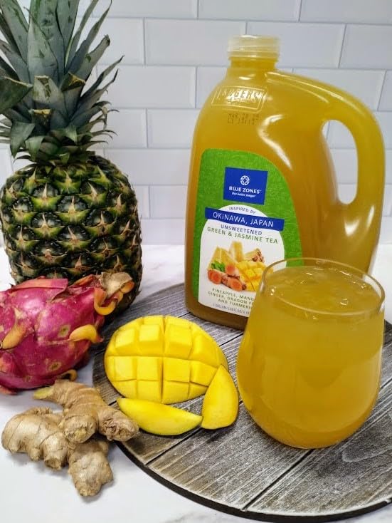 Langers Blue Zones Inspired Unsweetened Tea, Green & Jasmine Tea, 128 Fl Oz (Pack of 2)