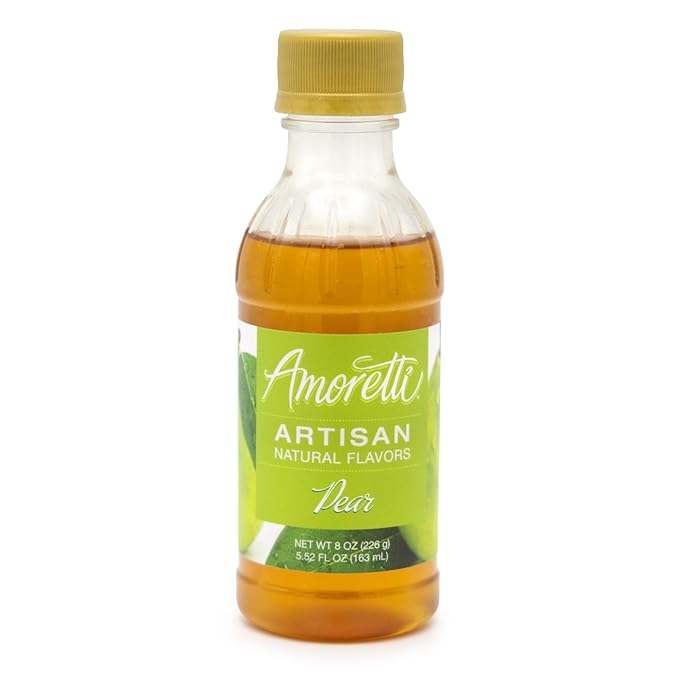 Amoretti - Natural Pear Artisan Flavor Paste, 8 oz, Perfect For Ice Cream, Beverages, Cakes, and more, Preservative Free, Vegan, Gluten Free, No Artificial Sweeteners, Highly Concentrated