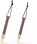 2 Pack Coffee Grinder Brush with Natural Wooden Handle, Espresso Machine Coffee Brush Cleaning Tool with Hanging Loop for Coffeebar Barista Home Kitchen Accessories
