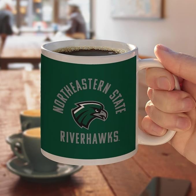 Northeastern State Riverhawks Logo Ceramic Coffee Mug, Novelty Gift Mugs for Coffee, Tea and Hot Drinks, 11oz, White