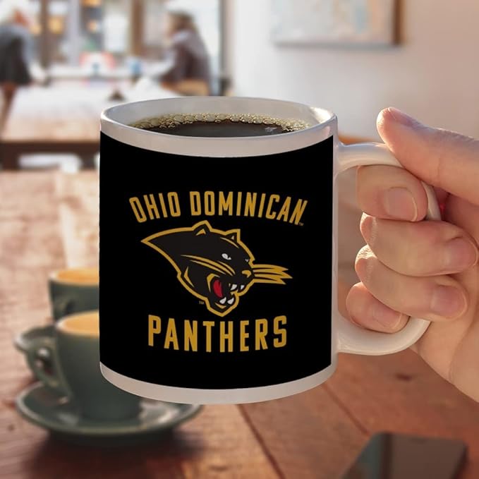 Ohio Dominican University Panthers Logo Ceramic Coffee Mug, Novelty Gift Mugs for Coffee, Tea and Hot Drinks, 11oz, White