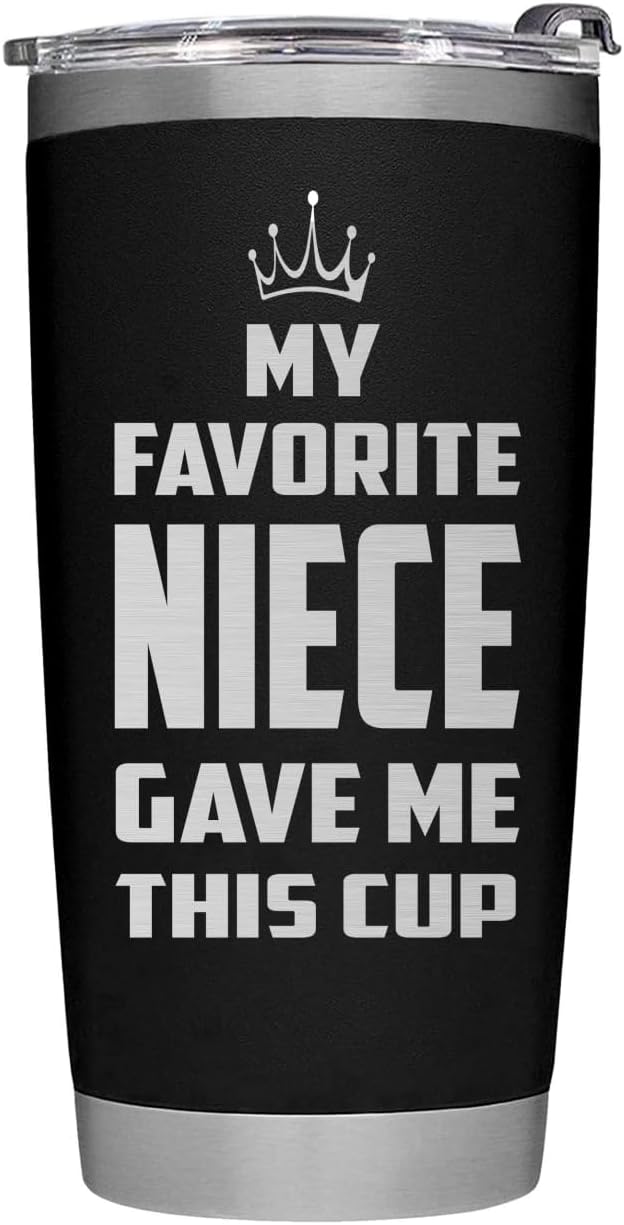 Christmas Gifts for Uncle, Aunt from Niece - Uncle Tumbler - Gifts for Fathers Day, Christmas, Birthday - Funy Insulated Stainless Steel Tumbler 20oz, Black