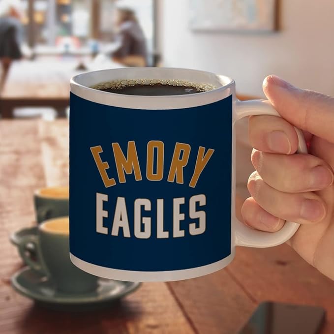 Emory University Eagles Logo Ceramic Coffee Mug, Novelty Gift Mugs for Coffee, Tea and Hot Drinks, 11oz, White