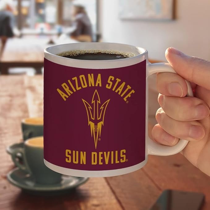 Arizona State University Sun Devils Ceramic Coffee Mug, Novelty Gift Mugs for Coffee, Tea and Hot Drinks, 11oz, White