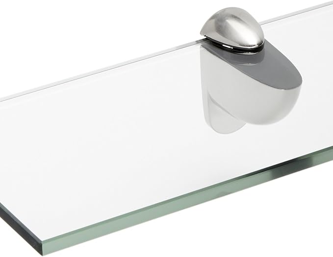 Spancraft Glass H-8x30-Brushed Steel Heron Glass Shelf, Brushed Steel, 8" x 30"