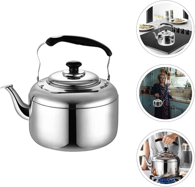 ERINGOGO Stainless Steel Whistling Tea Kettle Large Capacity Stove Top Kettle Compatible with Induction and Gas Stoves Comfortable Handle for Boiling Water and Brewing Coffee Tea