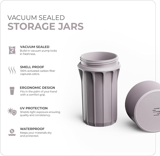 Staze Preserve Vacuum Sealed Storage Jars (148ml) | Patented Smell Proof Containers | Herb Storage & Food Storage Container with Protection - (COSMIC TRIO)