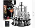 30-Piece Cocktail Shaker Set 25oz Martini Shaker Stainless Steel Mixology Bartender Kit With Rotating Stand For Home Bar Cocktail Set Professional Cocktails Kit for Drink Mixing Gift