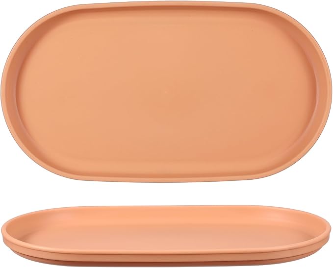 uxcell 2Pcs Fast Food Serving Trays, 9.4x5.1 Oval Reusable Restaurant Serving Trays for Kitchen Restaurant Coffee Fruit Burger Lunch Dessert, Pink