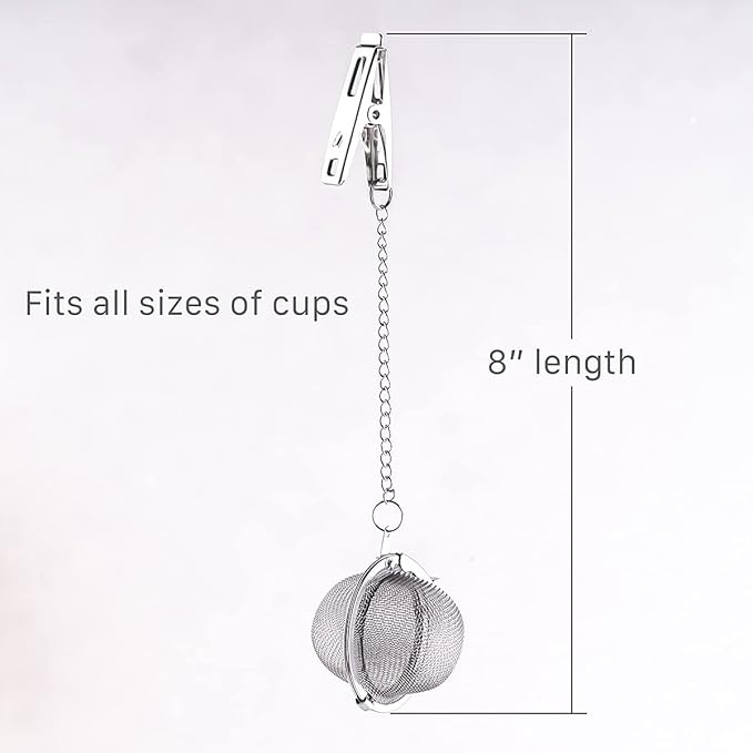 Tea Infuser Tea Ball Tea Filter with Clip for Brew Loose Tea Perfect Pincer Tea Infuser Busket Colador Infusor té Metal Mesh Tea Filter Sifter Fine Mesh Ball Tea Filter (Ball Tea Filters)
