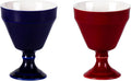 KAMMAK Tea Cup, 3oz Small Tea Cups Set of 2, Ceramic Tea Cups for Home, Tea Party, Office, Fashion Porcelain Tea Set with Short Stem, Chinese Kungfu Tea Set for Hot/Cold Drink (Red and Blue)
