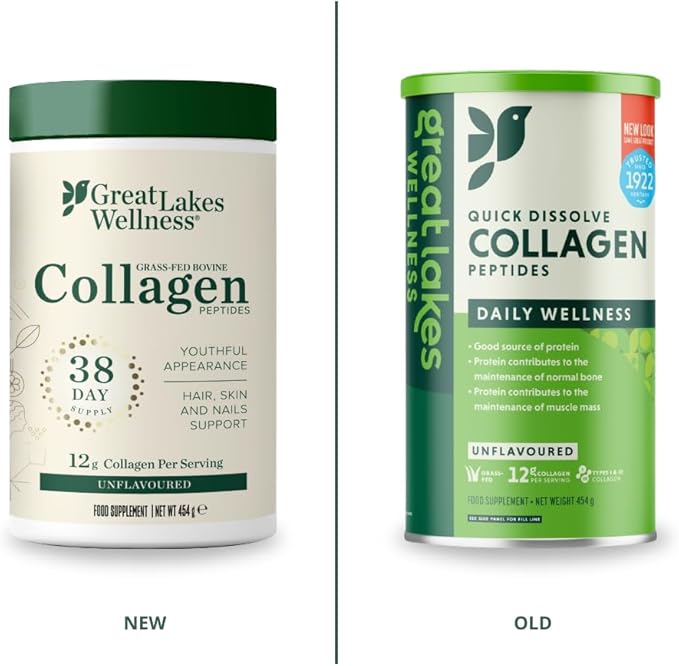 Great Lakes Wellness Collagen Peptides Powder for Skin, Hair, Nails, Joints & Digestion - Unflavored - 22 Servings (Pack of 1)