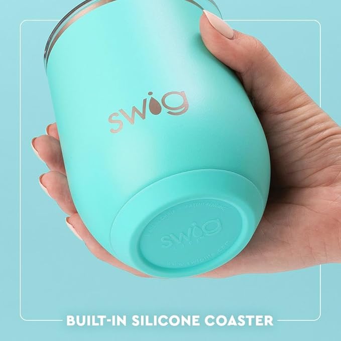 Swig Life 12oz Wine Tumbler with Lid, Stainless Steel, Dishwasher Safe, Portable, Triple Insulated Wine Tumbler (Garden Party)