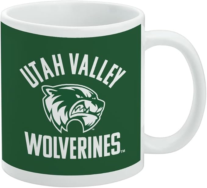 Utah Valley University Wolverines Logo Ceramic Coffee Mug, Novelty Gift Mugs for Coffee, Tea and Hot Drinks, 11oz, White